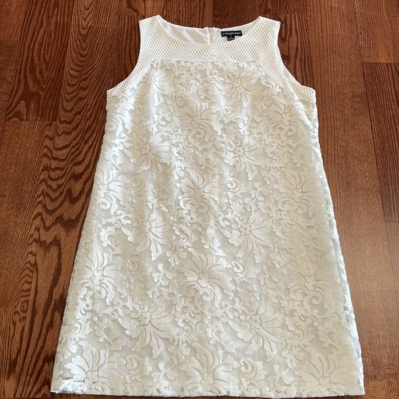 Tribalfemme white dress lattice embroidered on sheer overlay sleeveless shift 14 - Picture 16 of 16